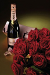 15 red roses and exclusive Champagne