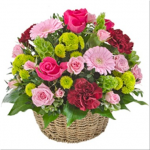 Bright Mixed Basket of Blooms