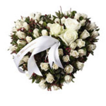 Funeral Spray heartshaped with white roses