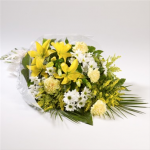 Large Funeral Flowers in Cello - Yellow and White