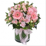 Mixed Pastel Posy in a Glass Vase