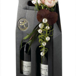 Roses with 2 bottles of French red wine