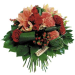 Round bouquet in Red and Orange colour